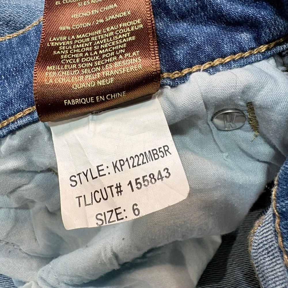 Kut from the Kloth Carlo Ankle Skinny Jeans Medium Wash Raw Hem Size 6